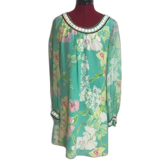 Lilly Pulitzer Madly Glamorous Harper Beaded Shift Dress 100% Silk Women Size 6 - Picture 13 of 15